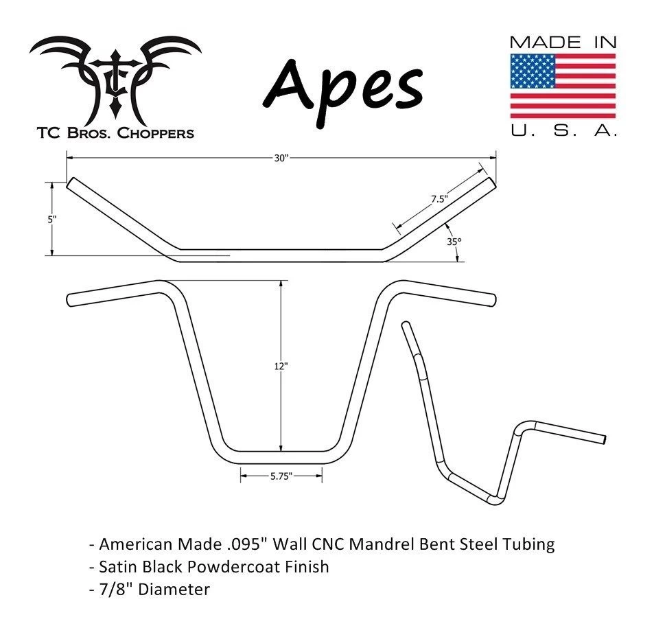 TC Bros Ape Hanger 7/8" Handlebars - Image 2