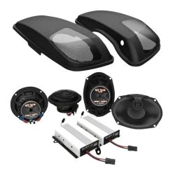 Wild Boar By Hogtunes Front Speakers, Lids, & 400 Watt Amp Kit For Harley Touring 2014-2023